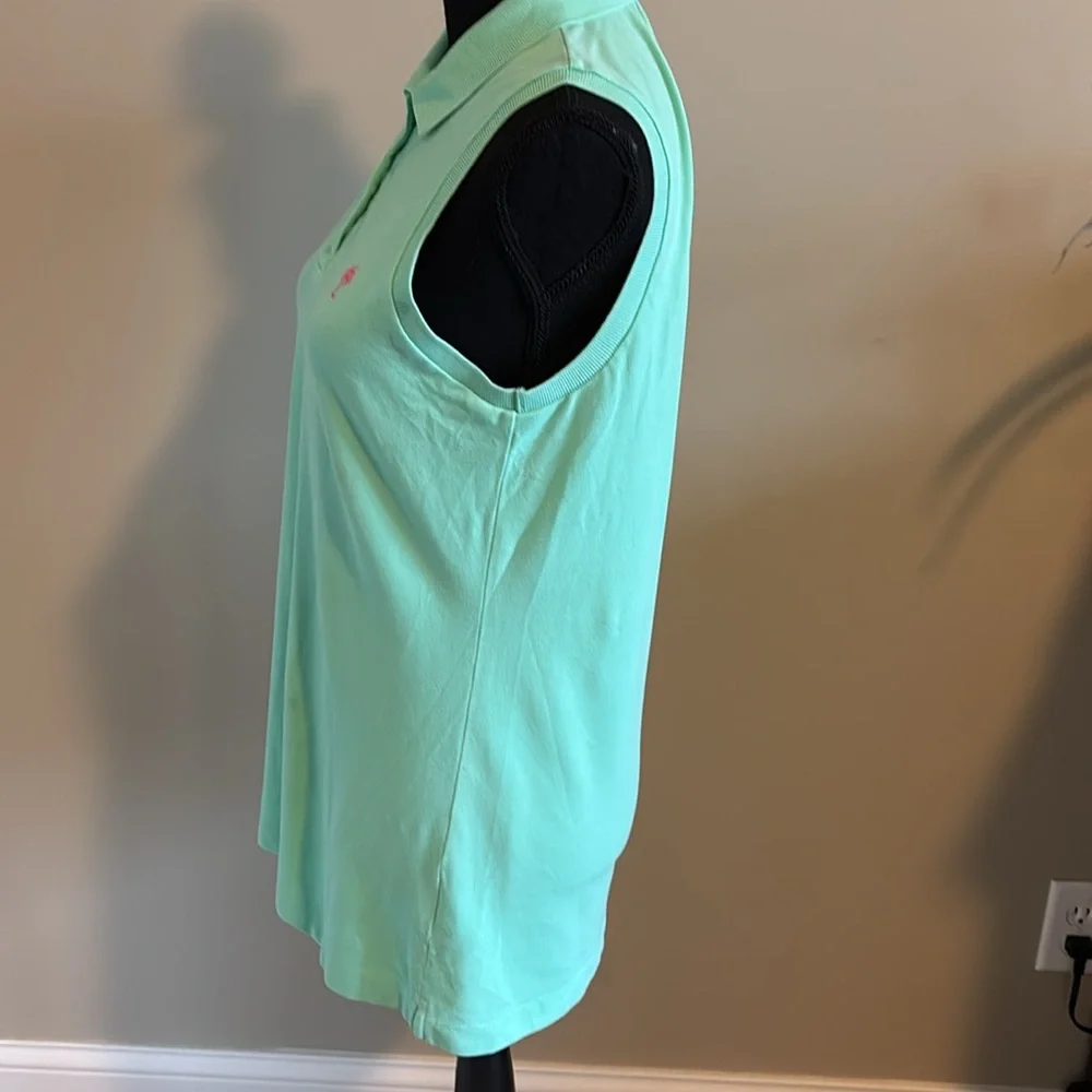 Lilly Pulitzer Island Polo Mint Green with Pink Palm Tree. Women’s size M. EUC - Picture 4 of 8
